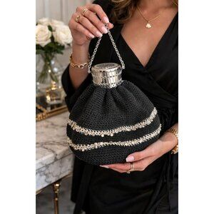 erman Art Deco Mesh Evening Purse Gate Frame Accordion Rhinestone 7 1/2"